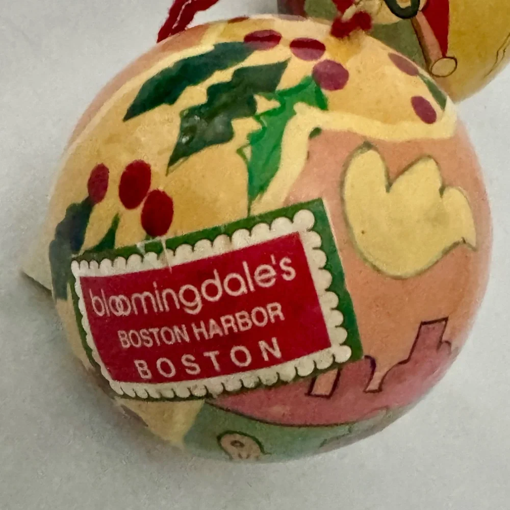 Bloomingdales‎ Paper Mache Christmas Ornaments Boston California
